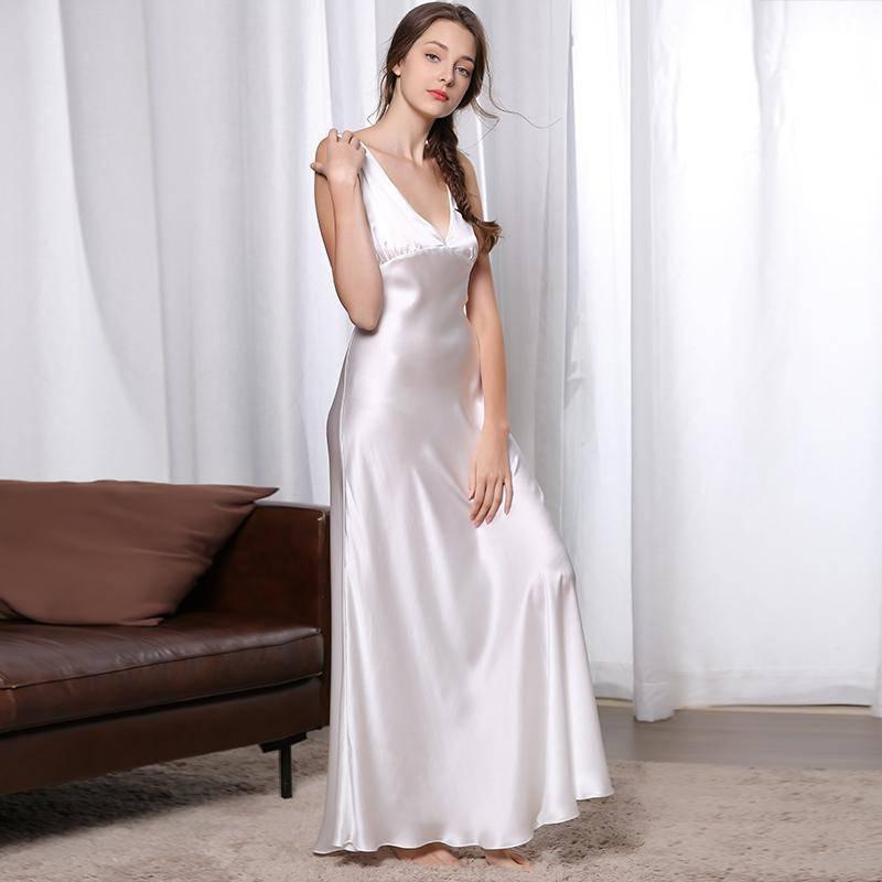 Womens Full Length Silk Nightgown 22MM ...